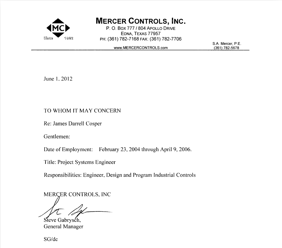 Employment Verification Letter